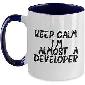 Keep Calm, I'm (almost) A Developer. - Funny Developer Gifts from Family - Two Tone Coffee Mug for Christmas