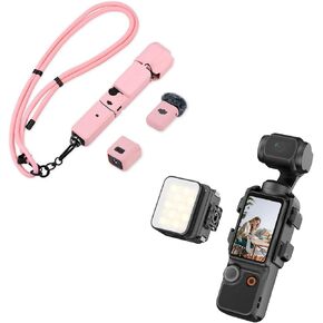 Silicone Cover & Lanyard, Protective Case Crossbody Strap for DJI OSMO Pocket 3 Magnetic Mini LED Light Accessories, 8700K Adjustable Fill Video Light