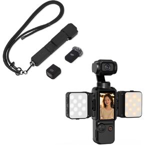Pocket 3 Silicone Cover & Lanyard, Crossbody Strap for DJI OSMO Pocket 3 2PCS Magnetic Mini LED 8700K Adjustable Fill Video Light Accessories
