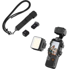 Pocket 3 Silicone Cover & Lanyard, Protective Case Crossbody Strap for DJI OSMO Pocket 3 Magnetic Mini LED 8700K Adjustable Fill Video Light Accessories