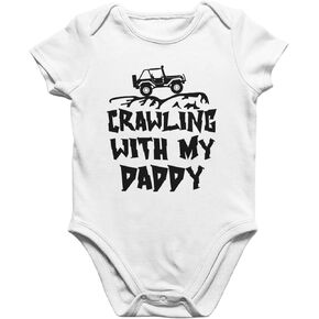 Crawling With My Daddy Baby Bodysuit – Off-Roading Gift for Dad | Funny 4x4 Rock Crawler Infant Outfit | White Creeper