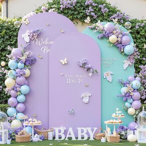 White Blue Arch Backdrop Cover Set of 3 Party Wedding Arch Covers Stretchy Backdrop 7.2FT 6.6FT 6FT Decorations Baby Shower Bridal Shower Photo Birthday Arch Stand Cover Spandex