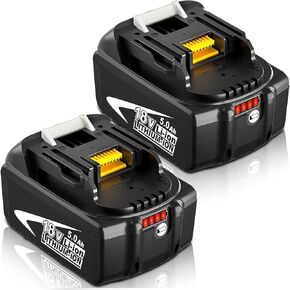 2 Pack 5.0Ah BL1850B Replacement Battery Compatible with Makita 18V Battery Lithium BL1860B BL1860 BL1850B BL1850 BL1840 BL1830B BL1830 BL1815 Cordless Power Tools(White)