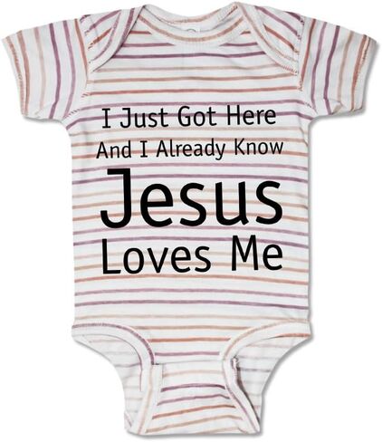 Cute Rascals Custom Baby Bodysuit Just Got Here and Know Jesus Loves Me Christian Jesus God Cotton in Saudi Arabia