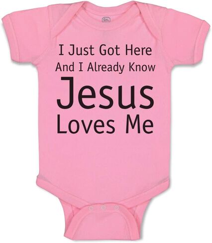 Cute Rascals Custom Baby Bodysuit Just Got Here and Know Jesus Loves Me Christian Jesus God Cotton in Saudi Arabia