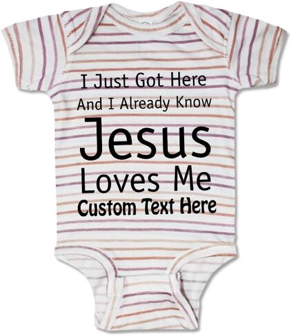 Cute Rascals Custom Baby Bodysuit Just Got Here and Know Jesus Loves Me Christian Jesus God Cotton in Saudi Arabia