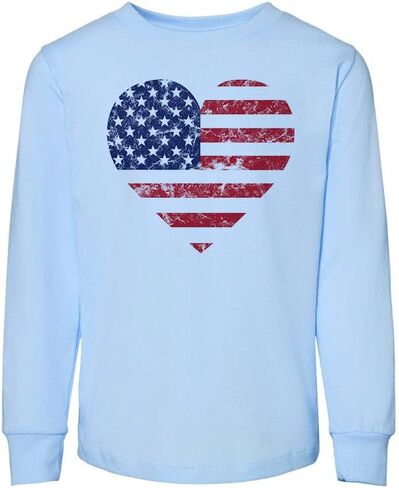 USA Heart Flag Toddler Kids Long Sleeve T-Shirt in Saudi Arabia