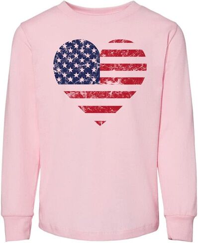 USA Heart Flag Toddler Kids Long Sleeve T-Shirt in Saudi Arabia