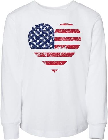 USA Heart Flag Toddler Kids Long Sleeve T-Shirt in Saudi Arabia