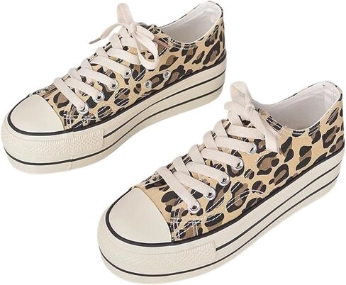 طباعة Leopard Y2K Sneakers Womens Strawberry Fashion Canvas Sneakers مع أحذية سميكة صيف سميكة الربيع الجمالية in Kuwait