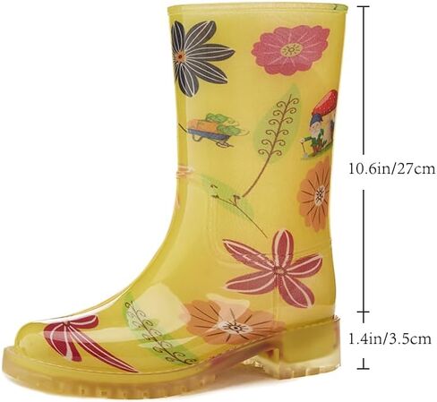 Harssidanzar Womens Mid Calf Rain Boots Waterproof Garden Shoes Rubber Wellies Short Rain Shoes Outdoor Work Boots Anti-Slipping Rainboots for Ladies HL225US in Saudi Arabia