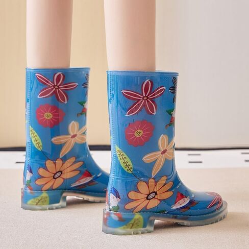 Harssidanzar Womens Mid Calf Rain Boots Waterproof Garden Shoes Rubber Wellies Short Rain Shoes Outdoor Work Boots Anti-Slipping Rainboots for Ladies HL225US in Saudi Arabia