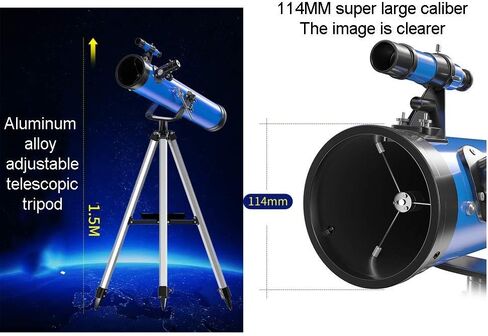 Portable Beginner Astronomy Telescope for Kids & Adults with Adjustable Tripod,All Metal Bracket,114mm Large Diameter,Tr in Saudi Arabia