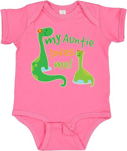 inktastic My Auntie Loves Me Dinosaur Baby Bodysuit in Saudi Arabia