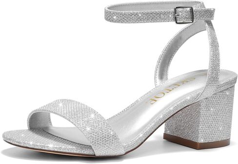 Wide Width Heels Women's Chunky Heels Open Toe Ankle Strap Dress Sandals for Wide Foot Dress Shoes Dressy for Wedding, Party 2.5INCH in Kuwait