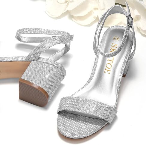 Wide Width Heels Women's Chunky Heels Open Toe Ankle Strap Dress Sandals for Wide Foot Dress Shoes Dressy for Wedding, Party 2.5INCH in Kuwait