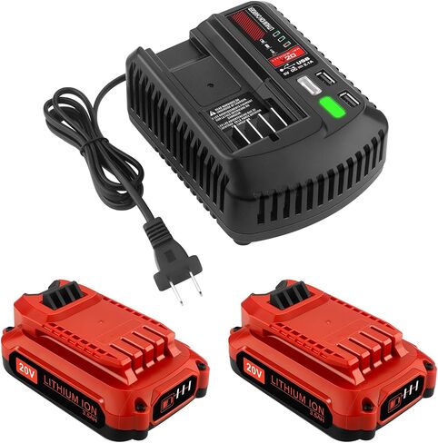 2Pack 20V 3.5Ah Replacement Craftsman V20 Lithium Battery and Charger Kit for CMCB202 CMCB204 CMCB206 CMCB201 CMCB100 CMCB124 with CMCB104 Craftsman 20V Charger in Saudi Arabia