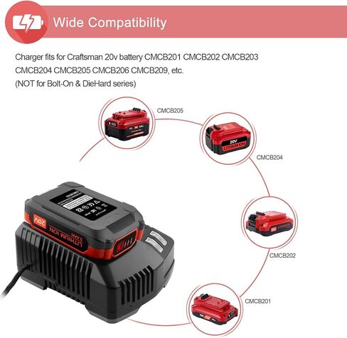 2Pack 20V 3.5Ah Replacement Craftsman V20 Lithium Battery and Charger Kit for CMCB202 CMCB204 CMCB206 CMCB201 CMCB100 CMCB124 with CMCB104 Craftsman 20V Charger in Saudi Arabia