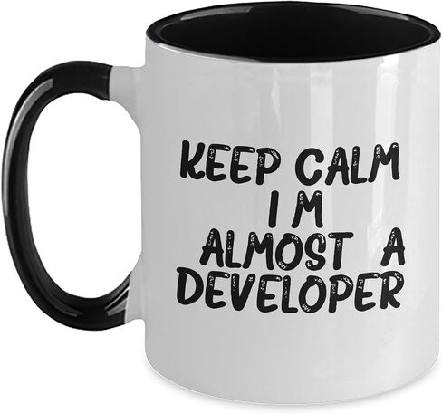 Keep Calm, I'm (almost) A Developer. - Funny Developer Gifts from Family - Two Tone Coffee Mug for Christmas in Saudi Arabia