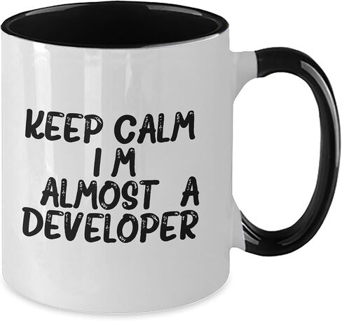Keep Calm, I'm (almost) A Developer. - Funny Developer Gifts from Family - Two Tone Coffee Mug for Christmas in Saudi Arabia