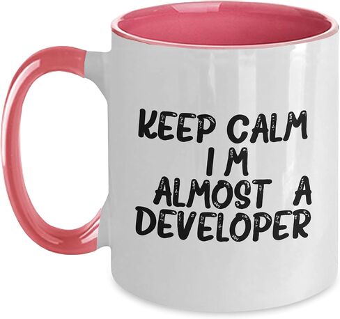 Keep Calm, I'm (almost) A Developer. - Funny Developer Gifts from Family - Two Tone Coffee Mug for Christmas in Saudi Arabia