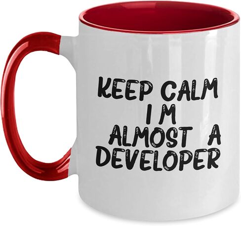 Keep Calm, I'm (almost) A Developer. - Funny Developer Gifts from Family - Two Tone Coffee Mug for Christmas in Saudi Arabia