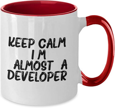 Keep Calm, I'm (almost) A Developer. - Funny Developer Gifts from Family - Two Tone Coffee Mug for Christmas in Saudi Arabia