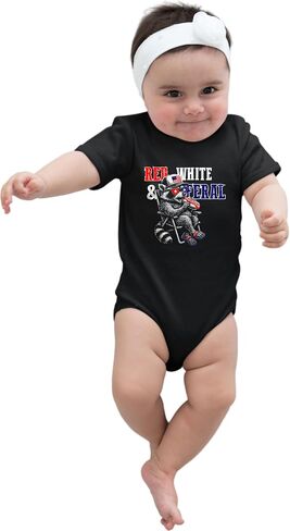 Go All Out Red White & Feral Funny Raccoon USA July 4th Infant Creeper in Saudi Arabia
