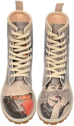 Personalize Your Life - Printed Long Boots - Lace Up Mid calf Boots for Women - Vegan, Environmentally Friendly and Handmade - Breathable Design in Saudi Arabia