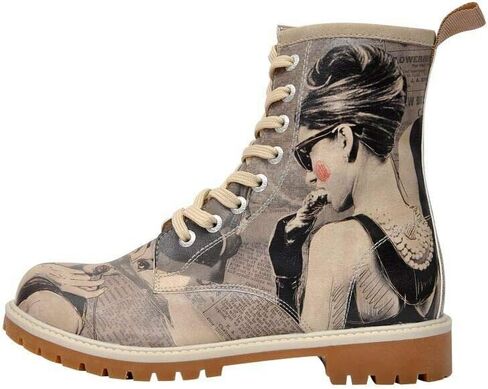 Personalize Your Life - Printed Long Boots - Lace Up Mid calf Boots for Women - Vegan, Environmentally Friendly and Handmade - Breathable Design in Saudi Arabia