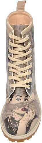 Personalize Your Life - Printed Long Boots - Lace Up Mid calf Boots for Women - Vegan, Environmentally Friendly and Handmade - Breathable Design in Saudi Arabia
