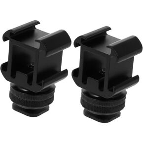 2sets Professional Hot Shoe Mounts Adapter Camera Accessory for Photography Live Streaming and Video Recording Compatible Tripods and Camcorders