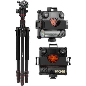 Zhiyun FIVERAY M20C RGB LED Light - Ultra Bright Colorful Lighting Kit with Remote Control Bundle with Zhiyun FIVERAY M20 Bi-Color LED Light with High CRI and Illuminance, and Tripod (3 Items)