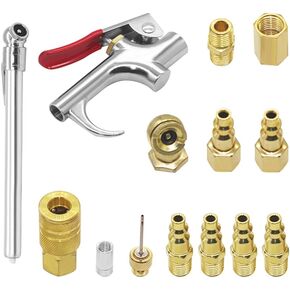 Air Blow Gun Kit Rubber Guard Nozzle,Air Blower Gun, Air Compressor Accessories Dust Cleaning Tool Pneumatic Tools (7 Pieces)