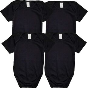 Baby 100% Cotton Super Soft Solid Bodysuits 4-Pack