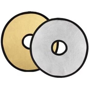 REFLEX CAMERA 2-in-1 Round Photography Reflector 30cm (11.8in) | Silver & Gold Reflective Surfaces | Hollow Center Design | Lightweight Portable Reflector with Carry Case (60cm (23.6in))