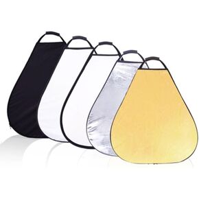 REFLEX CAMERA 5-in-1 Triangle Photography Reflector 30cm (11.8in) | Gold Silver White Transparent Black | Single-Hand Grip | Portable Durable Light Reflector with Carrying Case (80cm (31.5in))