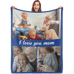 Custom Blanket with Picture, Personalized Blanket with Pthotos, Customized Photo Blanket Birthday Christmas Day Gifts for Adult Dad Mom Husband Boyfriend Wife