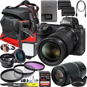 Nikon Z7II Mirrorless Camera with Z 24-70mm f/4 S and Z DX 50-250mm f/4.5-6.3 VR Lens + 64 GB Memory + Extra Battery + LED Light + More (30pc Bundle)