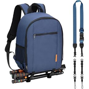حقيبة كاميرا Tarion حقيبة Backpack + حزام كاميرا قابل للتعديل: حزام 4-في 1 للمصورين حزام العنق Crossbody Sling Strap Strap Convertible Blue + Rackproof Camera Propack Blue Tb-S