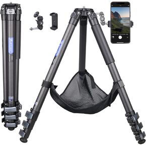 ARTCISE Compact Carbon Fiber Travel Tripod, Lever Lock Leg Design，Professional Compact Tripod for Camera DSLR Video, Max Load 44Lbs/20KG(Extra Gift:Stone Bag,CNC Magic arm, CNC Phone Clip)