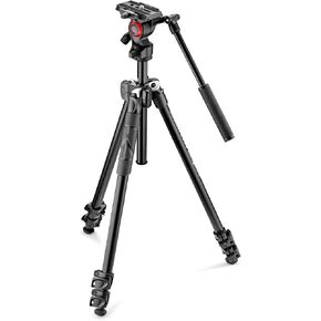Manfrotto MK290LTA3-V, Kit 290 Light with Video Fluid Head, Aluminium, for DSLR, Compact System Camera, Mirrorless, Video, Videography, Black