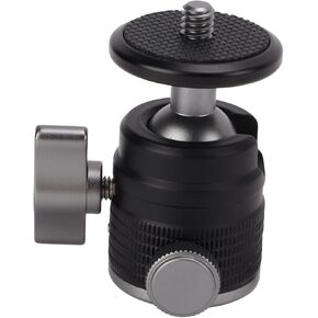 Mini Ball Head Tripod Mount | 360 Degree Rotatable Aluminum Adapter for SLR/Mirrorless Camera | 3 / 8in & 1 / 4in Screw Hole, 83g Lightweight