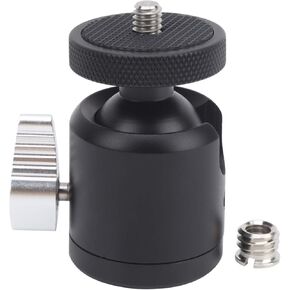 360° Rotation Aluminum Alloy Mini Ball Head | Cold Shoe & 1 / 4in Screw for Camera/Phone/Lighting | 135° Tilt & 105g Compact - Weight