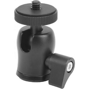 1 / 4in Aluminum Alloy Ball Head | 360° Horizontal Rotation & 90° Tilt | Compatible for Tripod/Camera/DSLR | Lightweight 46g with Rubber Base