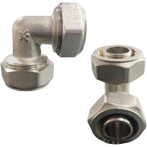 2PCS 3/4’’ Elbow Air Piping Fittings,for Rapid air System 3/4’’ air Hose,Air Line Fittings For Shop Garage Compressed Air Tube System,Brass-Nickel Plated, 200PSI Working Pressure.