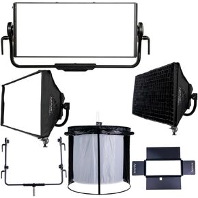 Aputure Nova P600C RGBWW LED Panel with Hard-Shell Case Kit Bundle with Aputure Dual Head Yoke, Barn Door, Space Light, and Softbox (5 Items)