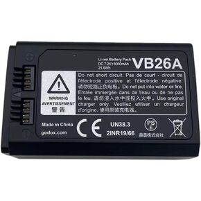 بطارية الليثيوم ， متوافقة مع Godox VC26 VB26 VB26A DC ， 3000mah 21.6WH USB شاحن بطارية LI-ION ， متوافق مع Godox V860III V1 V850III FLASTLITE (VB26A LI-ION BATTERY)