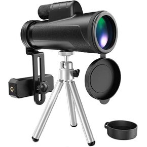 Portable Binoculars High Power 12x50 Monocular Telescope, IPX7 Waterproof Monocular with BAK4 Prism Lens Monocular with Smartphone Adapter and Tripod for Adults Bird Watching