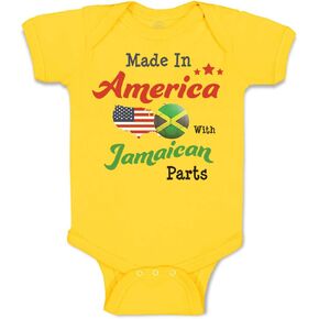 Cute Rascals Baby Bodysuit Made in America with Jamaican Parts Boy & Girl Baby Clothes Funny Cotton Yellow Zest Design Only 6 Months